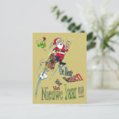 Briefkaart Champagne Santa Nieuwjaars (Staand voorkant)