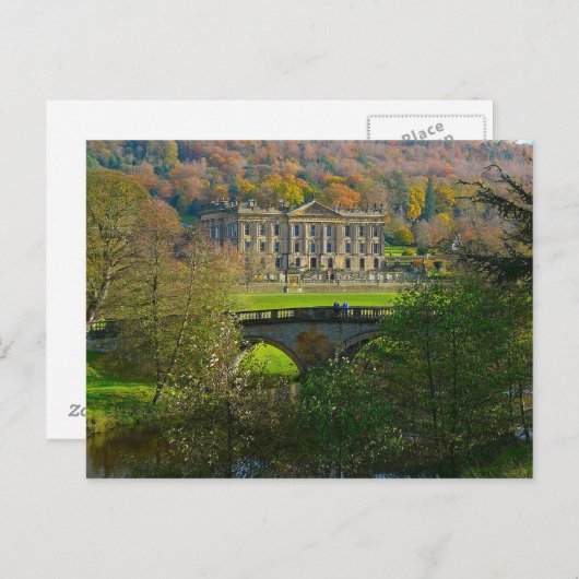 Briefkaart Chatsworth House and Bridge, Engeland (Voorkant / Achterkant)