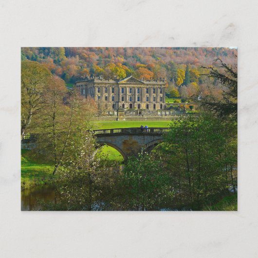 Briefkaart Chatsworth House and Bridge, Engeland (Voorkant)