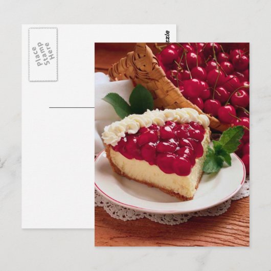 BRIEFKAART CHEESECAKE MET CHERRY TOPPING (Voorkant / Achterkant)