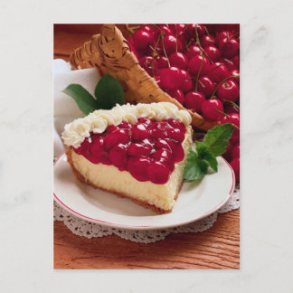 BRIEFKAART CHEESECAKE MET CHERRY TOPPING