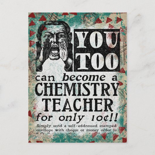 Briefkaart chemieonderwijzer - Funny Retro (Voorkant)