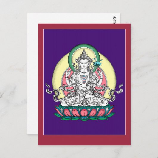 BRIEFKAART Chenrezig / Avalokiteshvara (Voorkant / Achterkant)