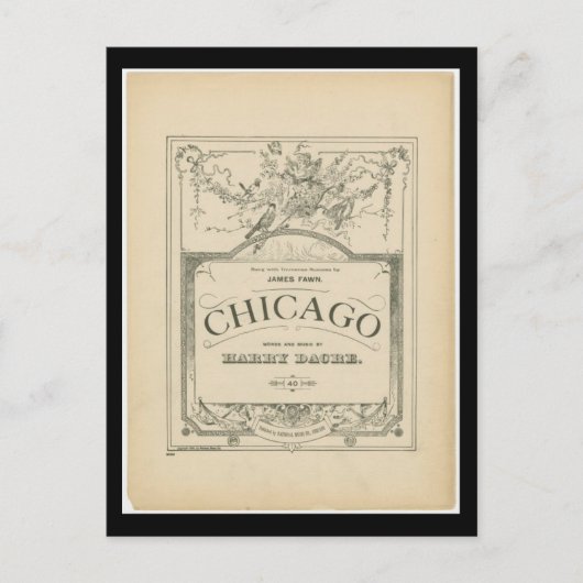 Briefkaart- Chicago Art-Chicago Woorden & Muziek Briefkaart (Voorkant)