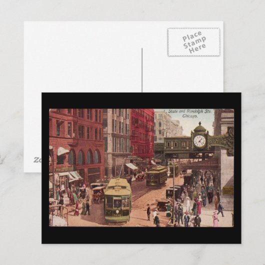 Briefkaart- Chicago Art-State & Randolph 1940 Briefkaart (Voorkant / Achterkant)