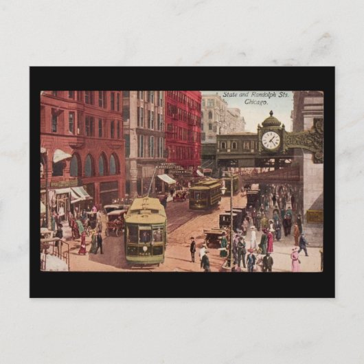 Briefkaart- Chicago Art-State & Randolph 1940 Briefkaart (Voorkant)