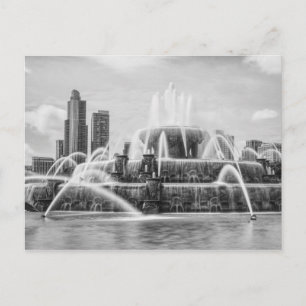 Briefkaart Chicago Buckingham Grayscale