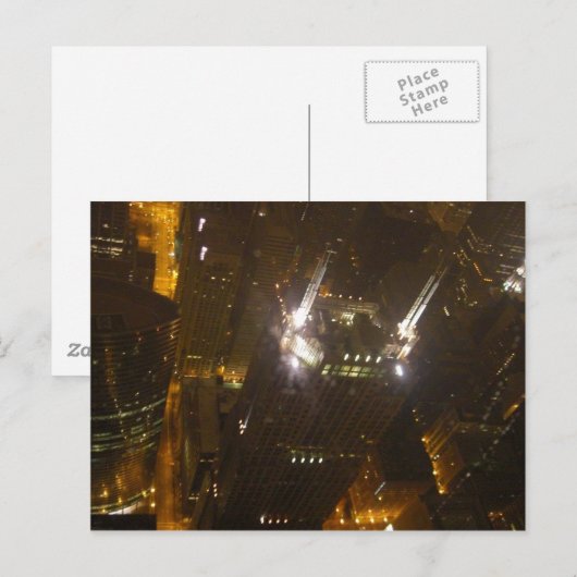 Briefkaart Chicago City Lights (Voorkant / Achterkant)
