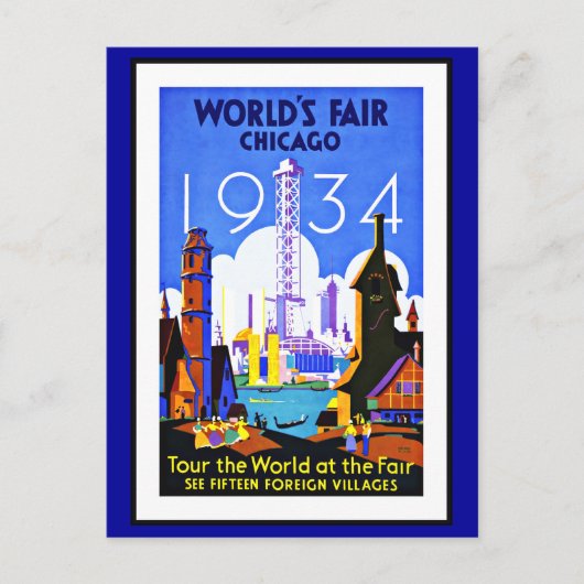 Briefkaart Chicago Groeten Vintage (Voorkant)