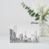 Briefkaart Chicago Stencil Skyline (Staand voorkant)