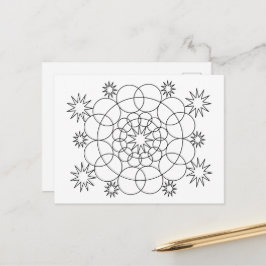 Briefkaart - Cirkels en sterren naar kleur