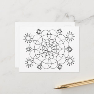 Briefkaart - Cirkels en sterren naar kleur