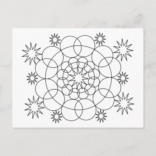Briefkaart - Cirkels en sterren naar kleur (Voorkant)