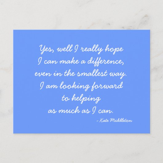 Briefkaart citeert Kate Middleton (Voorkant)