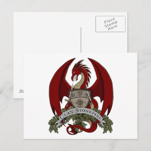 Briefkaart Clan Stonefire Crest (Red Dragon) (Voorkant / Achterkant)