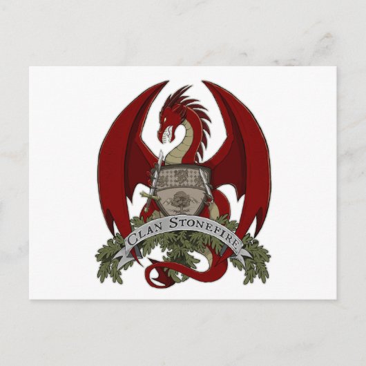 Briefkaart Clan Stonefire Crest (Red Dragon) (Voorkant)