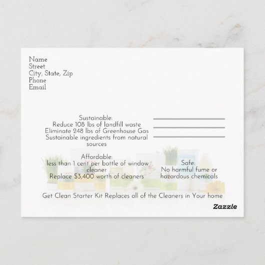 Briefkaart Clean Shaklee (Achterkant)