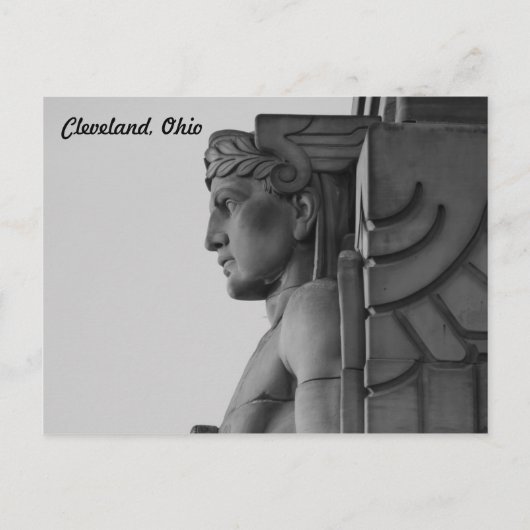 Briefkaart Cleveland OH Bridge Guardian (B & W) (Voorkant)