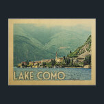 Briefkaart Como Italië Vintage Travel<br><div class="desc">Het Italiaanse Como-meer is ontworpen in Vintage Travel-stijl met de prachtige bergstad Menaggio in Italië.</div>