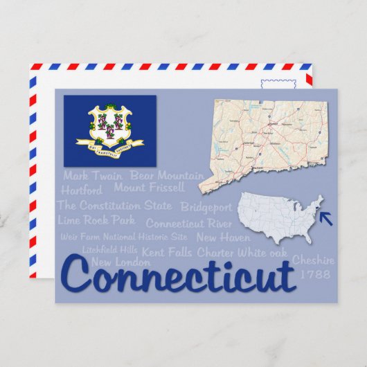 Briefkaart "Connecticut" (Voorkant / Achterkant)