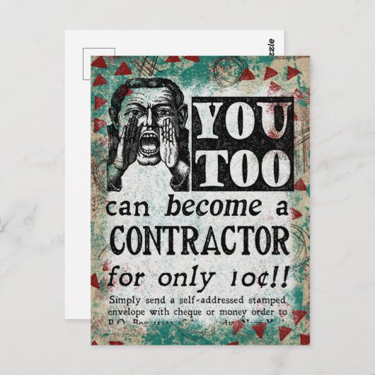 Briefkaart contractant — Funny Retro (Voorkant / Achterkant)