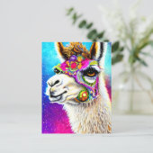 Briefkaart Cosmic Alpaca (Staand voorkant)
