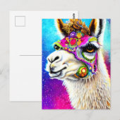 Briefkaart Cosmic Alpaca (Voorkant / Achterkant)