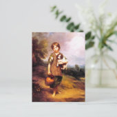 Briefkaart: Cottage Meisje met Hond en Pitcher Briefkaart (Staand voorkant)