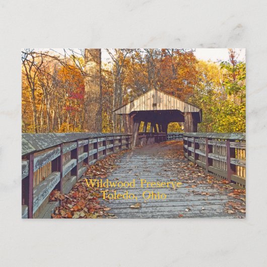 briefkaart, "Covered Bridge at Wildwood Preserve" Briefkaart (Voorkant)