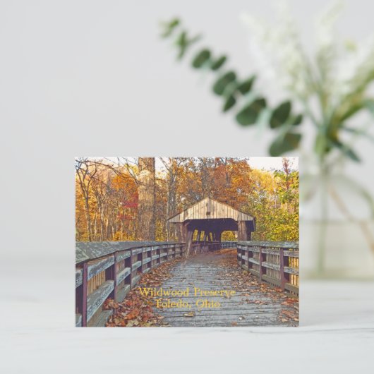 briefkaart, "Covered Bridge at Wildwood Preserve" Briefkaart (Staand voorkant)