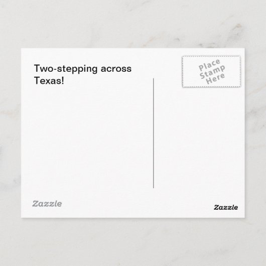 Briefkaart Cowboy Boots twee-stappenplannen in Tex (Achterkant)