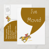 Briefkaart Cowboy Verhuizen Ik heb verplaatst Nieu (Voorkant / Achterkant)