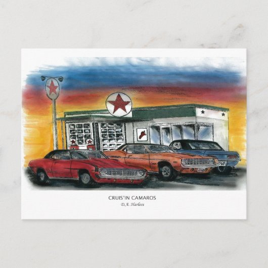 Briefkaart - Cruis in Camaros (Voorkant)