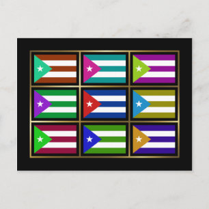 Briefkaart Cuba Multihue Flags