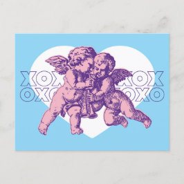 Briefkaart Cupido Valentijn, Blauw Paarse
