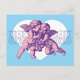 Briefkaart Cupido Valentijn, Blauw Paarse