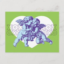 Briefkaart Cupido Valentijn, blauw Paarse groen