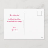 Briefkaart. Cupido Valentijn, roze en groen. Feestdagenkaart (Achterkant)