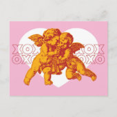 Briefkaart. Cupido Valentijn, roze Sinaasappel. Feestdagenkaart (Voorkant)