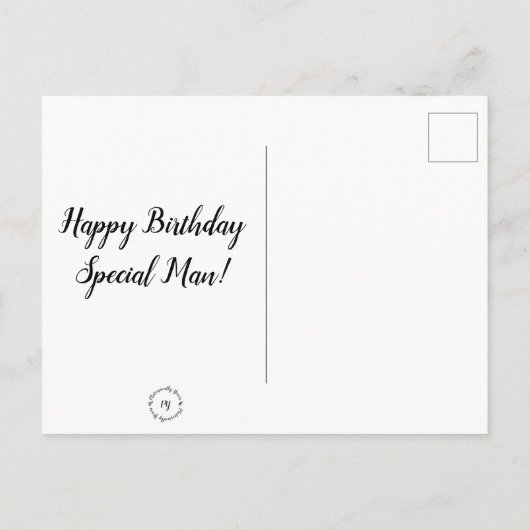 Briefkaart - Dacht: Gelukkig Man op de verjaardag! (Achterkant)