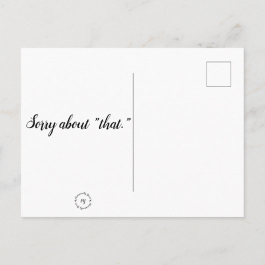 Briefkaart - Dacht: Sorry voor dat. (Achterkant)