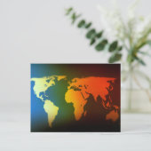 Briefkaart dag en nacht wereldkaart (Staand voorkant)