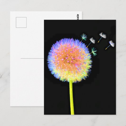 Briefkaart Dandelion Seeds Neon (Voorkant / Achterkant)