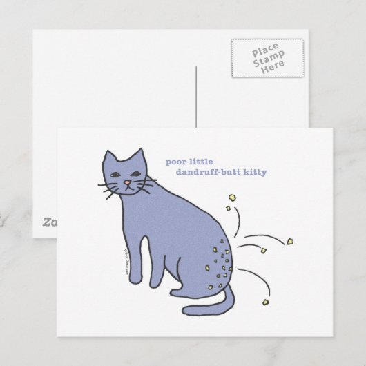 briefkaart "Dandruff-Butt Kat" (Voorkant / Achterkant)