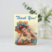 Briefkaart  Dank u! Denk aan  Roos Lady (Staand voorkant)