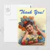 Briefkaart  Dank u! Denk aan  Roos Lady (Voorkant / Achterkant)