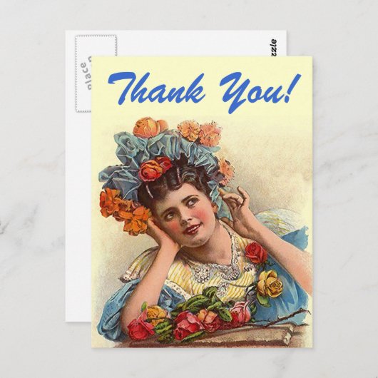 Briefkaart  Dank u! Denk aan  Roos Lady (Voorkant / Achterkant)