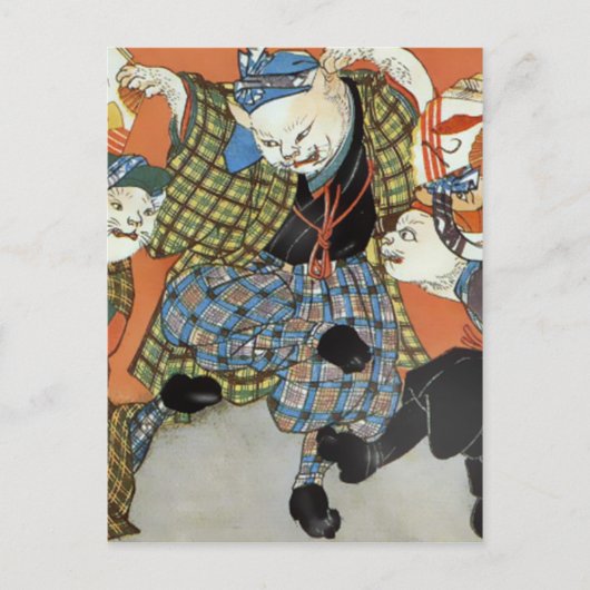 Briefkaart dansende katten (Voorkant)