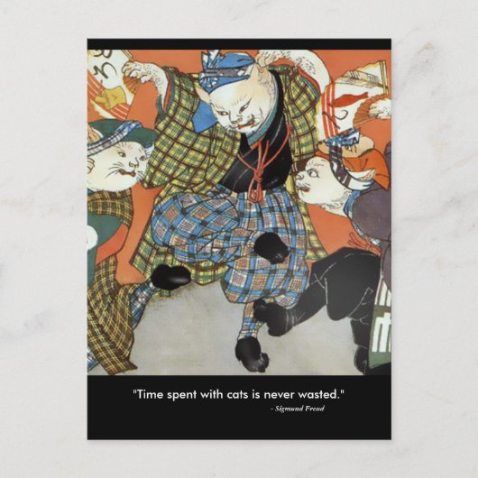 Briefkaart dansende katten (Voorkant)
