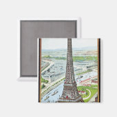 Briefkaart dat de Eiffeltoren weergeeft Magneet (Voorkant / Achterkant)